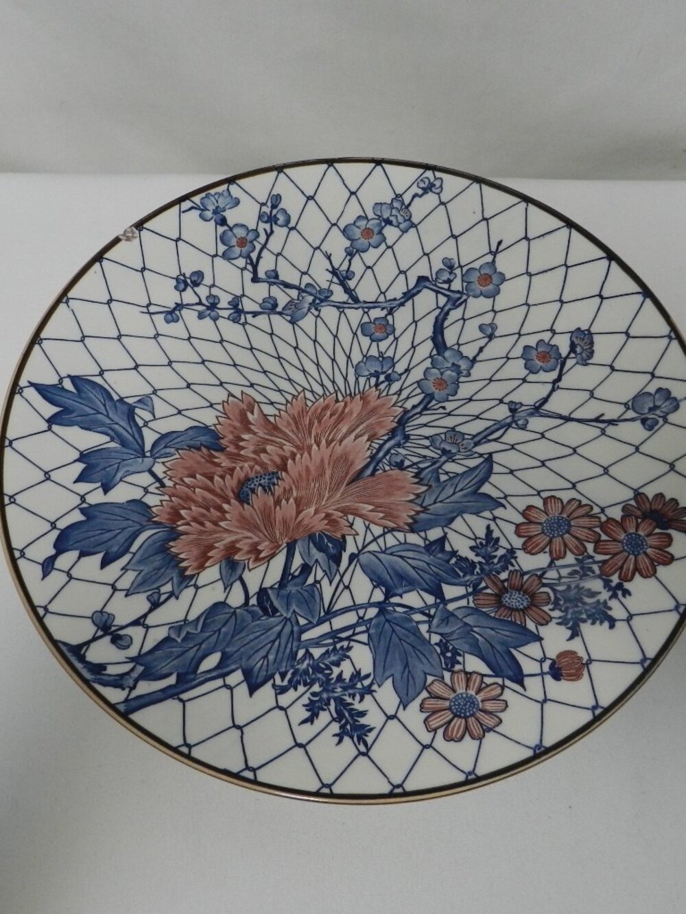 Imari Japan Vintage Hand Painted Platter large plate tray Porcelain Floral 12.7"